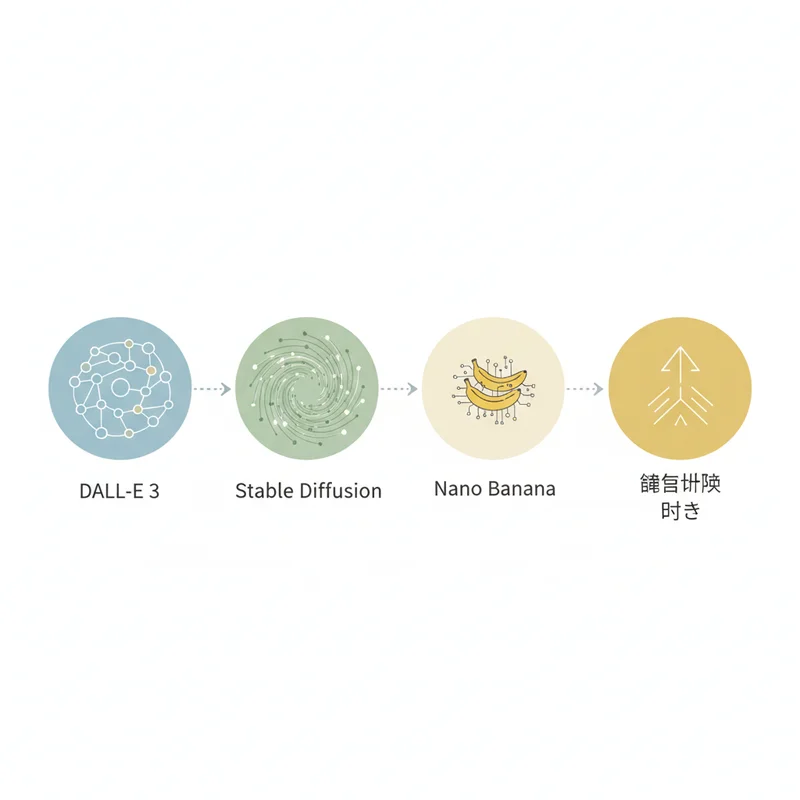 競合比較｜DALL-E 3・Stable Diffusion・Nano Bananaとの違い