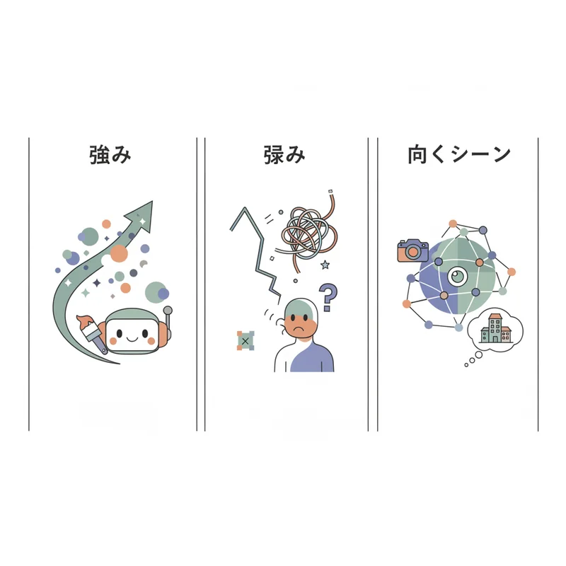Midjourneyの強み・弱みと向くシーン